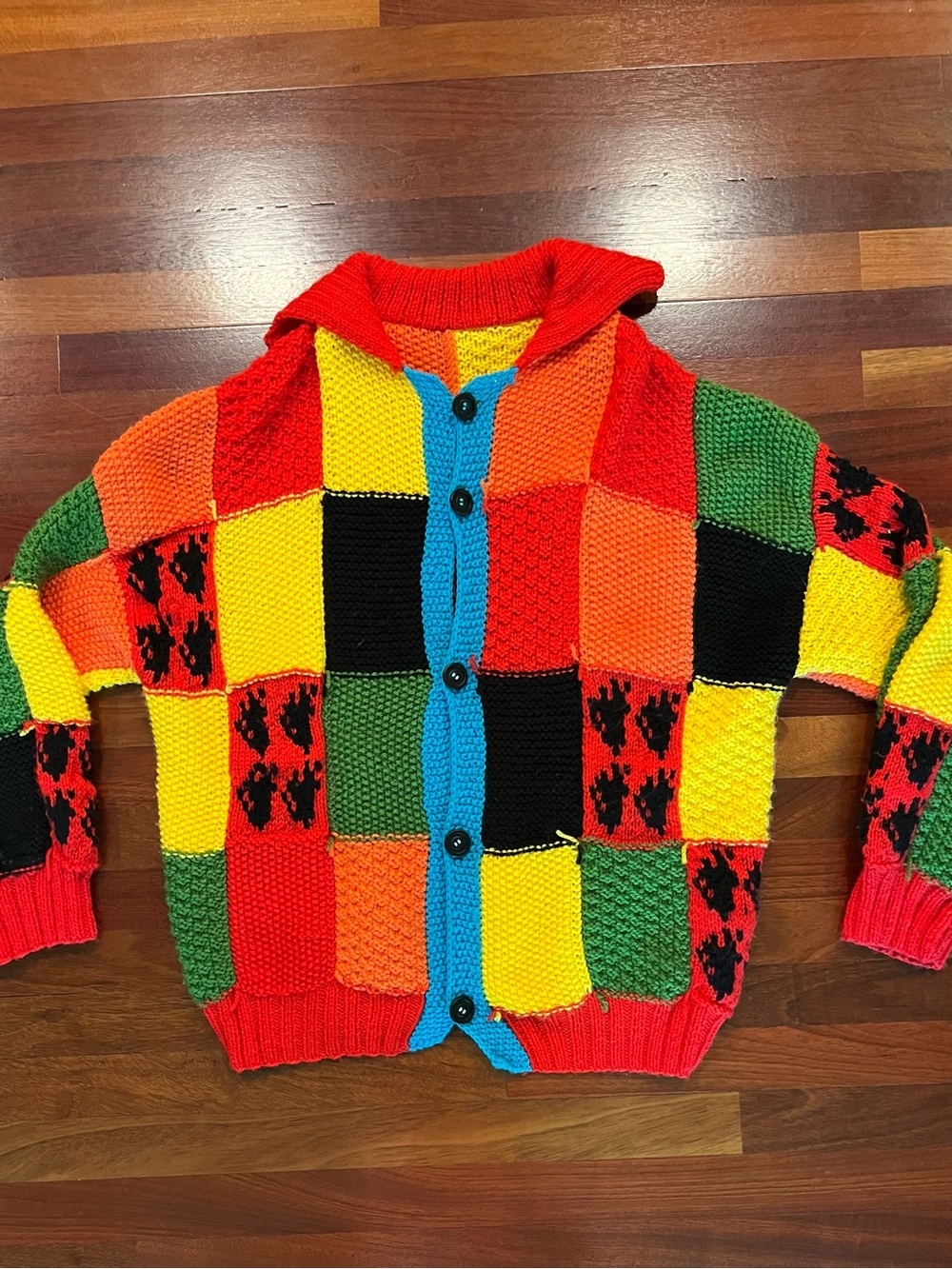 Harry Styles inspired Hand Knit Patchwork Cardigan No Tag XL